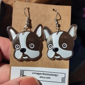 Handmade Boston terrier earrings